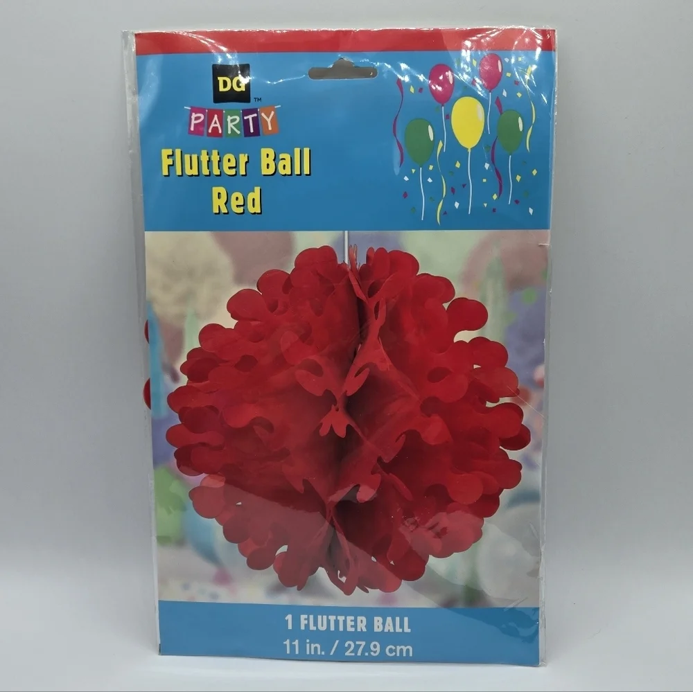 DG Party Flutter Tissue Paper Ball  Red 11 in